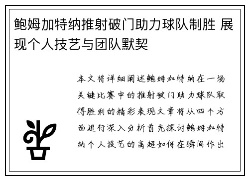 鲍姆加特纳推射破门助力球队制胜 展现个人技艺与团队默契 鲍姆加特纳推射破门助力球队制胜 展现个人技艺与团队默契